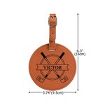 Personligt golfmönster Monogram PU läder Golf Bag Tag Tee Holder med justerbar rem Födelsedag julklapp för golfspelare älskare