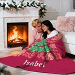 Árbol de Navidad Personalizado Colorido Floral Suave Manta con Nombre y Texto Decoración del Hogar Regalo de Navidad para Amigos de la Familia