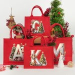 Sac en toile de jute rouge avec initiales et nom Cadeau de Noël pour enfants Adultes