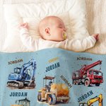 Henkilökohtainen Construction Trucks pehmeä heittää huopa nimi Home Decor syntymäpäivälahja pojille Truck ystäville