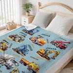 Henkilökohtainen Construction Trucks pehmeä heittää huopa nimi Home Decor syntymäpäivälahja pojille Truck ystäville