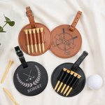 Personligt golfmönster Monogram PU läder Golf Bag Tag Tee Holder med justerbar rem Födelsedag julklapp för golfspelare älskare
