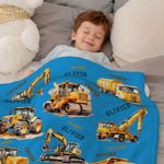 Henkilökohtainen Construction Trucks pehmeä heittää huopa nimi Home Decor syntymäpäivälahja pojille Truck ystäville