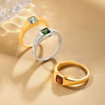 Bague de pierre de naissance carrée personnalisée Bijoux de fantaisie à porter au quotidien Cadeau d'anniversaire pour homme