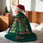 Árbol de Navidad Personalizado Colorido Floral Suave Manta con Nombre y Texto Decoración del Hogar Regalo de Navidad para Amigos de la Familia