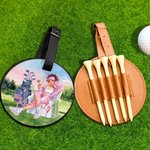 Personalized Watercolour Cartoon Character Adjustable PU Leather Golf Tee Holder Bag Tag with Name Birthday Christmas Gift for Women Golfers