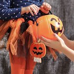 Gepersonaliseerde Pompoen Spook Vleermuis Acryl Halloween Mand Naam Label met initiaal Spooky Halloween Gift voor jongens meisjes