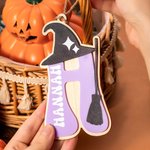 Gepersonaliseerde Pompoen Spook Vleermuis Acryl Halloween Mand Naam Label met initiaal Spooky Halloween Gift voor jongens meisjes