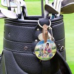 Personalized Watercolour Cartoon Character Adjustable PU Leather Golf Tee Holder Bag Tag with Name Birthday Christmas Gift for Women Golfers