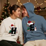 Personalisiertes Schneemann Hoodie Weihnachtspullover Sweatshirt mit Initiale und Namen Weihnachtsgeschenk für Familie Freunde