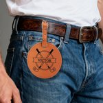 Personligt golfmönster Monogram PU läder Golf Bag Tag Tee Holder med justerbar rem Födelsedag julklapp för golfspelare älskare