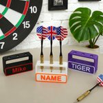 Personalized Multicolour Stand Dart Holder with Name Holds 3 Darts Desk Decor Birthday Game Club Gift for Dart Lovers