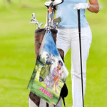 Henkilökohtainen Cartoon Golf Woman Super imukykyinen pehmeä kevyt urheilupyyhe nimellä Syntymäpäivälahja naisille Golf Loversille