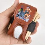 Personalised Watercolour Fashion Golf Character Name PU Leather Golf Ball Bag with Tees Holder Christmas Birthday Club Gift for Women Golf Players