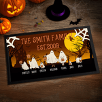 Personalised Moon Pumpkin Ghost Wooden Photo Frame Ornament with Title and Name Home Decor Halloween Gift for Family Friends