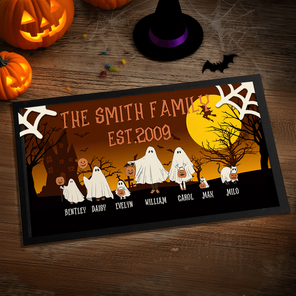 Personlig måne gresskar spøkelse fotoramme ornament i tre med tittel og navn Hjemmedekor Halloween-gave til familie og venner