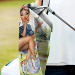 Henkilökohtainen Cartoon Golf Woman Super imukykyinen pehmeä kevyt urheilupyyhe nimellä Syntymäpäivälahja naisille Golf Loversille