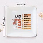 Personalizzato Dio dice Versetto Biblico Nascita Fiore Quadrato Ceramica Trinket Gioielli Piatto con Nome Battesimo Compleanno Regalo di Natale per Donne Cristiane