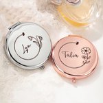 Gepersonaliseerde Geboorte Bloem Zak make-up spiegel met gegraveerde naam Verjaardag Huwelijk Gift voor vrouwen bruidsmeisjes