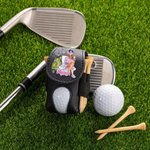 Personalised Watercolour Fashion Golf Character Name PU Leather Golf Ball Bag with Tees Holder Christmas Birthday Club Gift for Women Golf Players