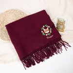 Personligt broderat husdjur Avatar Foto Tofs halsduk med födelseblomma och namn Varm tillbehör Jubileum Födelsedagspresent för husdjursälskare