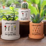 Maceta Personalizada con Múltiples Estilos 1-12 Nombres de Flores de Nacimiento con Agujero de Drenaje y Base Regalo del Día de la Madre para Mamá Abuela