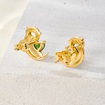 Personalized Sterling Silver Otter Heart Birthstone Stud Earrings Birthday Christmas Gift for Women Otter Lovers