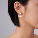 Pendientes personalizados con forma de corazón y piedra de nacimiento Joyas delicadas con nombre Día de la Madre Aniversario Cumpleaños Regalo para Mujeres Niñas