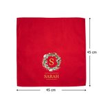 Serviette de Table Rouge 100 % Coton Personnalisée avec Initiale Nom et Motif de Couronne Décoration Table Cadeau Noël pour Famille et Amis