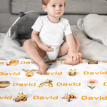 Personalisierte Biene Blume 100% Baumwolle Swaddle Decke und Knoten Hut Set mit Namen Geburtstag Baby Dusche Geschenk für Neugeborene Babys
