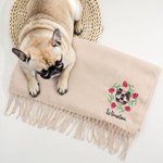 Personligt broderat husdjur Avatar Foto Tofs halsduk med födelseblomma och namn Varm tillbehör Jubileum Födelsedagspresent för husdjursälskare