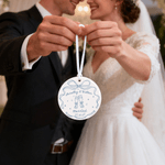 Personalized Romantic Wedding Bow Ceramic Ornament with Name and Date Christmas Tree Decor Wedding Gift for Newlyweds Couples