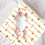 Personalisierte Biene Blume 100% Baumwolle Swaddle Decke und Knoten Hut Set mit Namen Geburtstag Baby Dusche Geschenk für Neugeborene Babys