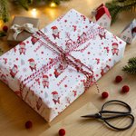 Personalized Christmas Theme Cute Santa Claus Wrapping Paper with Name Holiday Decor Christmas Gift for Family Friends