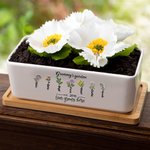 Maceta Personalizada con Múltiples Estilos 1-12 Nombres de Flores de Nacimiento con Agujero de Drenaje y Base Regalo del Día de la Madre para Mamá Abuela