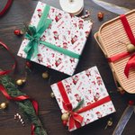 Personalized Christmas Theme Cute Santa Claus Wrapping Paper with Name Holiday Decor Christmas Gift for Family Friends
