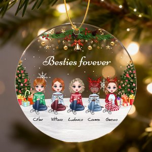 Gepersonaliseerd 2-5 Cartoonfiguren Sneeuwvlok Acryl Ornament met Naam en sleutelkoord Kerstboom Home Decor Kerstcadeau voor zussen Besties