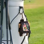 Personalised Watercolour Fashion Golf Character Name PU Leather Golf Ball Bag with Tees Holder Christmas Birthday Club Gift for Women Golf Players