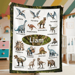 Personalized Forest Dinosaur Soft Throw Blanket with Name Home Decor Birthday Gift for Kids Dinosaur Lovers