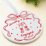Personalized Romantic Wedding Bow Ceramic Ornament with Name and Date Christmas Tree Decor Wedding Gift for Newlyweds Couples
