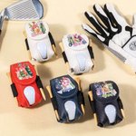 Personalised Watercolour Fashion Golf Character Name PU Leather Golf Ball Bag with Tees Holder Christmas Birthday Club Gift for Women Golf Players