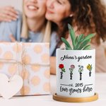 Maceta Personalizada con Múltiples Estilos 1-12 Nombres de Flores de Nacimiento con Agujero de Drenaje y Base Regalo del Día de la Madre para Mamá Abuela