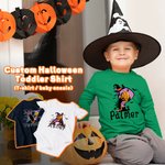 Personlig Wizard Hat Bat Doodle Initial 100% bomull Unisex Baby Bodysuit T-skjorte med navn Halloween festgave til baby gutter jenter