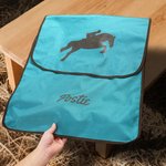 Personalisierte Pferd Silhouette wasserdicht große Kapazität hängende Pferdedecke Tasche mit Namen Pferdesport Geschenk für Pferdeliebhaber