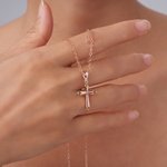 Personalizada Cruz 4 Birthstones Collar Dainty Joyería Bautizo Religioso Cumpleaños Regalo para Cristianos Mujeres