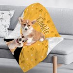 Personalized Cute 3D Cartoon Dog Multicolor Soft Throw Pet Blanket with Name Pet Birthday Adoption Anniversary Gift for Pet Lovers Owners