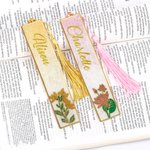 Marcapáginas personalizado con el nombre de la flor de nacimiento y el nombre de la flor de nacimiento para los amantes de los libros Amigos Estudiantes
