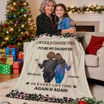 Personalized Leopard Cartoon Mother and Daughter Back View Soft Throw Blanket with Names Home Decor Birthday Gift for Women