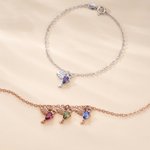 Gepersonaliseerde familie kolibrie armband met geboortesteen Dainty sieraden verjaardag verjaardag kerstcadeau voor vrouwen