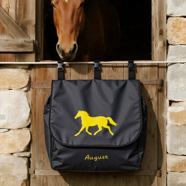 Personalized Horse Silhouette Waterproof Large Capacity Hanging Horse Blanket Bag with Name Equestrian Gift for Horse Lovers